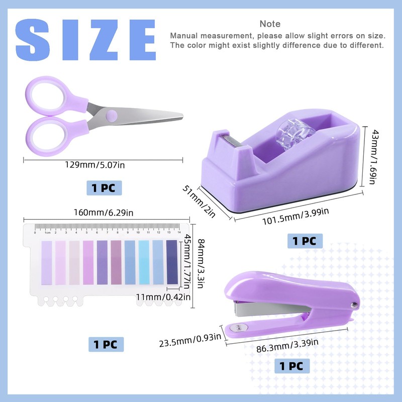 Glarks 1008pcs Purple Office Supplies Kit Desk Accessories Include Stapler,