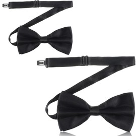 Mabor 2Pcs Black Bow Tie Adjustable Pre-tied Necktie for Men Boys Classic Pre Tied Neck Ties for Women Girls Graduation Wedding Banquet Carnival Costume Party