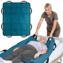 NurtureCare Upgrade 3-Layer Comfort Positioning Bed Pad with Handles 48 x 40 Washable Draw Sheet Bed Transfer Sheet for Elderly Patient Slide Sheet Incontinence Repositioning Bed Pad (Ocean Teal)