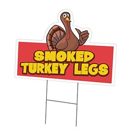 SignMission Smoked Turkey Legs 12" x 16" Yard Sign & Stake | Advertise Your Business | Stake Included Double Sided Image | Made in The USA