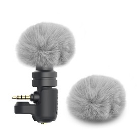 Geekria for Creators Furry Windscreen Compatible with RODE VideoMicro, VideoMic Me, VideoMic Me-C, Mic DeadCat Wind Cover Muff, Fluff Cover Windshield, Wind Noise Reduction (Grey / 2 Pack)