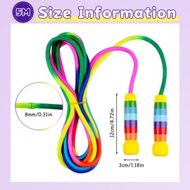 Long Skipping Rope, 5 m Rope Skipping for Multiplayer, Group Rope with Wooden Handle for Children and Adults, School, Sports, Outdoor Activities, Fitness Training