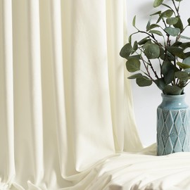 Lazzzy Velvet Curtains Ivory Thermal Insulated Curtains Soundproof Noise Reducing Drapes for Bedroom Living Light Filtering Privacy Home Decor Back Tab 84 Inch Length 2 Panels