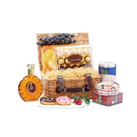 Woodluv Natural Wicker Hamper Basket, Xmas, Wedding, Anniversary Birthday Mothers Day Christmas Medium