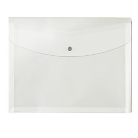 プラス ８８５７４）ポケット付エンベロープ 横型マチ付 クリア