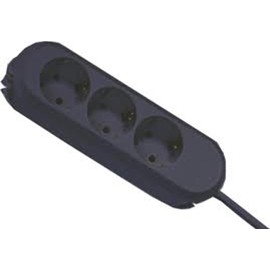 Bachmann 388.171 388171 Power Strip Smart 3 x Earthing Contact Sockets Black Cable 3.0 m 3680 W