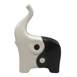 100 North GCA International Ying Yang Black and White Elephant 5.4 x 7.5 Ceramic Decorative Table Top Figurine Décor for Indoor Accents