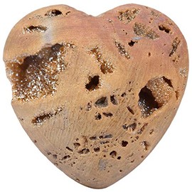 Nupuyai Nupuyai Champagne Agate Geode Heart Palm Worry Stone for Chakra Reiki, Healing Crystal Love Stone for Home Decoration 40mm