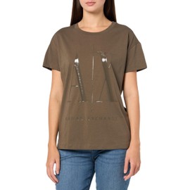 A | X ARMANI EXCHANGE Women's Crewneck Boyfriend Fit Icon Logo Tee, Canteen