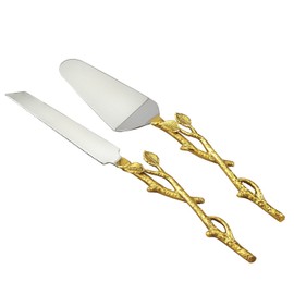 Elegance Golden Vine - Juego de cuchillos para tarta/cuchillo, 35 cm, plata/oro