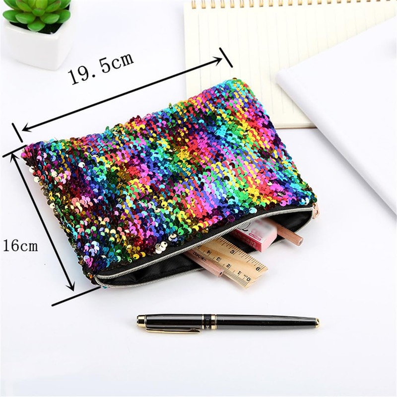 NIXNUT Sequin Pencil Case Large Capacity Glitter Office Organizer Storage