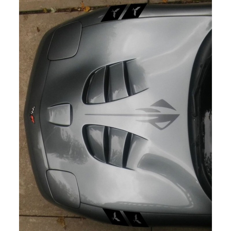 C5 Flag Emblem Fender Hash Mark Bars Vinyl Racing Stripes
