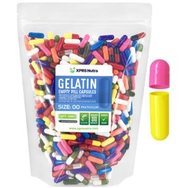 XPRS Nutra Size 00 Empty Capsules - 1000 Count Empty Gelatin Capsules - Empty Pill Capsules - DIY Capsule Filling - Fillable Pill Capsules Empty Gel Caps (Multi Color)