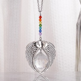 Sympathy Gifts for Loss of Parents, Unique Memorial Gift, Crystal Ball Suncatcher, Mom and Dad Remembrance Rear View Mirror Car Charm, Rainbow Bereavement Keepsake Condolence Gift
