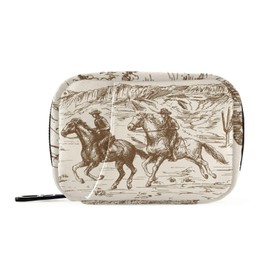 Ollabaky Western Desert Cowboy Vintage Pill Organizer Travel Pill Cases Bag Portable Pill Container 7 Days Pill Box Organizer Vitamin Supplement Holder with Zipper for Family Business