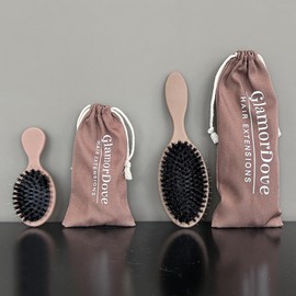 GlamorDove Boar Bristle Hair Brush Set Matte Finish Brush for Hair Extensions Mini Travel Brush Nylon Teeth Natural Paddle Detanging Cushion Brush for Hair Styling Smoothing
