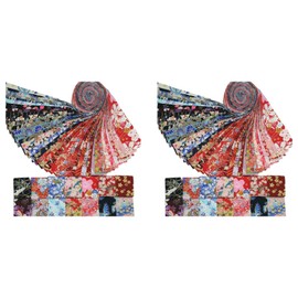 Fabric Strips for Quilting,80 PCS Roll Cotton Fabric for Sewing with Different Patterns DIY Craft Patchwork