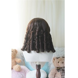 Lolita Wig, Roman Curl Wig, Wig, Roman Curl, Lolita Style, Heat Resistant, Cosplay, Doll Feel, Wavy, Vintage, Elegance, Ladies, Small Face, Natural (Brown & Curly Bangs)