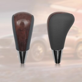VKGUG Gray Leather Walnut Wood Gear Shift Knob Shifter Compatible with Toyota Corolla Avalon RAV4 4Runner Sienna Camry Tacoma Yaris Lexus ES is GS SC RX LS LX