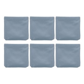 PATIKIL Pocket Cosmetic Bag, 6Pcs 4.5x5 Waterproof Mini PU Leather Makeup Bag for Women Travel Toiletry Bag Coin Pouch No Zipper Self-Closing Portable Squeeze Makeup Pouch, Light Blue
