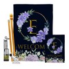 Breeze Decor Welcome E Initial Garden House Flag Kit Monogram
