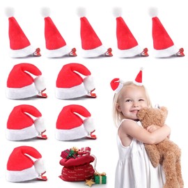 Wffeila Pack of 10 Christmas Hair Clips, Mini Christmas Hat Hair Clips, Christmas Hair Accessories, Hair Clips Children, Hair Clips, Christmas Gifts, Christmas Hair Clips for Girls and Women