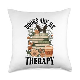 Books Coffee Flowers Butterflies Throw Pillow