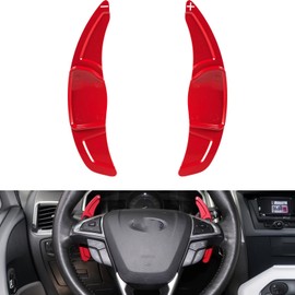 Sports Aluminum Steering Wheel Paddle Shifter Extension Cover trim interior Accessories For Ford Fusion Mondeo, For Edge 2015-2018, For Taurus, Lincoln MKC, MKS, MKZ, MKX,Continental （Red）
