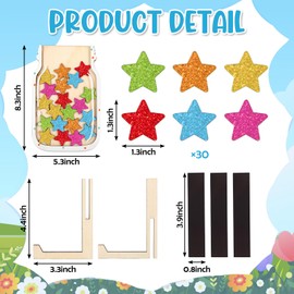 JarThenaAMCS Magnetic Glitter Star Reward Jar Positive Incentive Behavior Chart Training Tools for Student Teacher Classroom Board Home Supplies