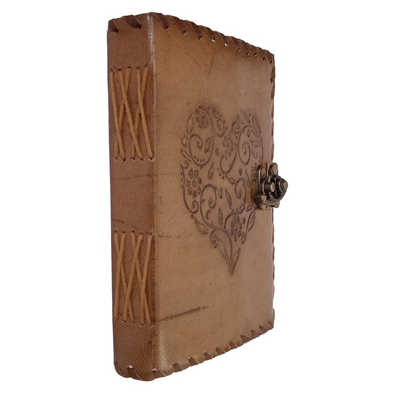 Purpledip Leather Journal 'Beating Heart': Vintage Design Diary Notebook (15178A)