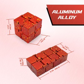 DOLASEV Fidget Toys Infinity Cube, ADHD Desk Toys for Office for Adults Stress Relief, Metal Fidget Toys for Kids Party Favors, Stocking Stuffers, Easter Basket Stuffers (Red Yellow)