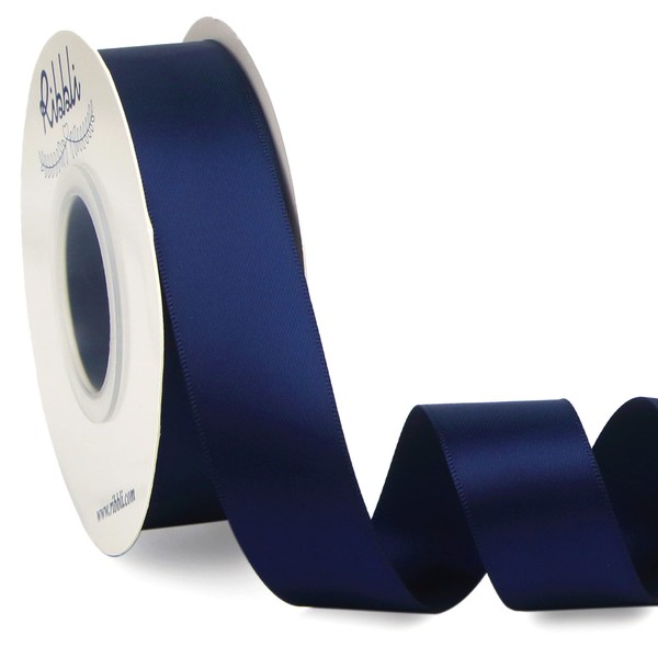 Ribbli Navy Double Faced Satin Ribbon,1” x Continuous 25 Yards,Use