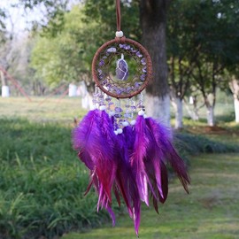 Natural Agate Dream Catchers 7 Chakra Crystal Gemstone Dream Catcher Tree Life Crystal Feather Dream Catchers Bedroom Hangings - specification: D