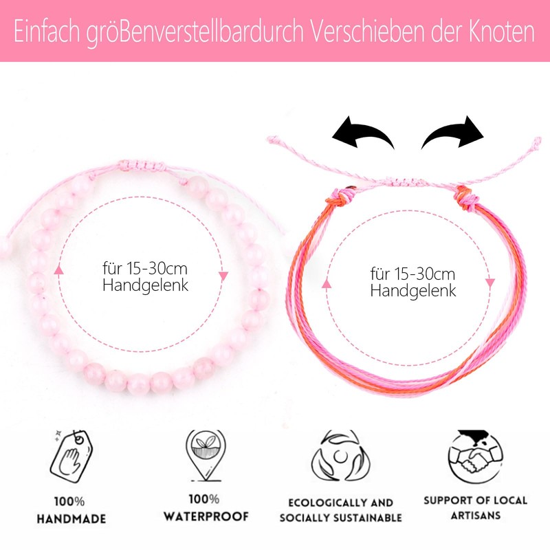 2er Set Surfer Armband Herren & Damen Naturstein Perlen Armbänder