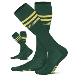 CS CELERSPORT 2 Pack Soccer Socks for Youth Kids, Men and Women Sport Softball Socks with Cushion, Green, Small