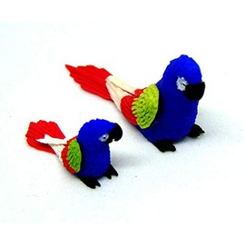 Tumdee Miniatures Dolls House Miniature Small and Large Polymer Clay Parrots Miniature Bird Accessory P8