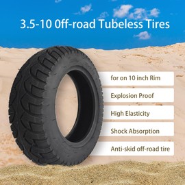 3.50-10 Scooter Tubeless Tire, 10 Inch Electric Bike tire, Tire for Front/Rear Replacement, for Adly Breeze 50 and Sprint 50 and compatible with other 50cc Scooters [Bent Mouth Valve]
