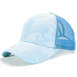 Livacasa Women’s Mesh Baseball Cap with Ponytail Slit, Washable and Breathable Hat for Sun Protection, One Size Head Circumference 52-61 cm, blue