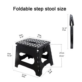 Fisiei Step Stool,Step stools for Adults,Folding Step Stool,Folding Stool,Foldable Stool,Small Step Stool for Kitchen,Bathroom,Living Room,Bedroom, Office, etc. (Black 13inch)