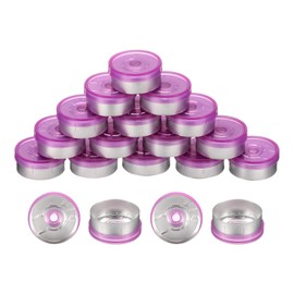 uxcell 20mm Flip Off Caps, 200PCS Burr-Free Flip Off Top Caps Seals Flip Off Aluminum Plastic Vial Flip Off Seals Caps Cover for Glass Vial Freeze-Dried Bottles, Pink/Silver