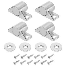 PATIKIL Magnetic Cabinet Door Catch, 4 Set Zinc Alloy Magnet Cabinet Latch Closure Hardware for Kitchen Cupboard Closet Furniture Doors with 12 Screws, Silver