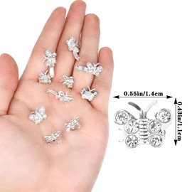 YBEATY 20 PCS Mini Rhinestone Butterfly Hair Clip Glitter Silver Hair Pins No-Slip Grip Metal Jaw Clamp Small Decorative Clip Wedding Bridal White Crystal Barrettes Cute Butterfly Accessory for Women