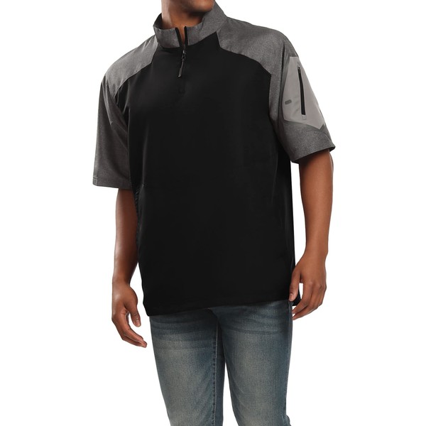 Holloway Short Sleeve Pullover - Golf Rain Gear & Athletic Sports T-Shirt - Ultra-Lightweight Casual Performance Wear, Carbon Print/Black, 4X-Large