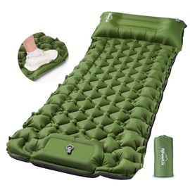 POWERLIX POWERLIX Camping Sleeping Pad with Built in Pillow, Ultralight Camping Mattress Airpad for Outdoor Backpacking Hiking Travelling, Compact Self Inflating Camping Mat, Foot Pump to Inflate