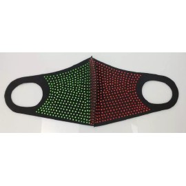 Unbranded BLACK FACE MASK RED GREEN RHINESTONES ( 1001 BKGMT )