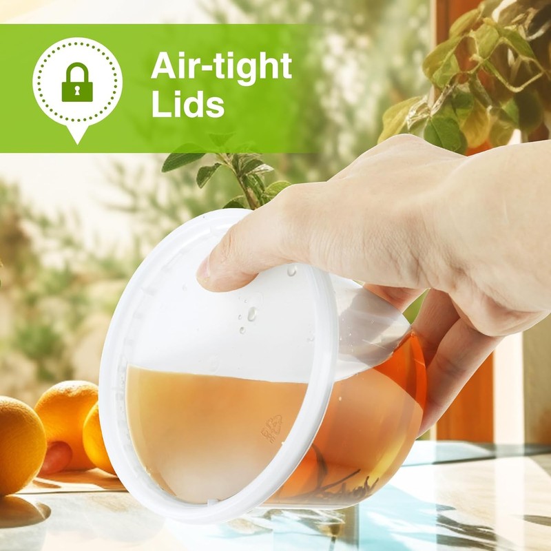 LATERN 24Pcs Plastic Food Containers with Lids, 720ml /24oz Reusable