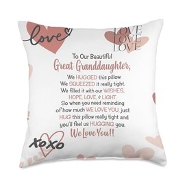Great Granddaughter Gifts from papa Nana we Hugged Love Pink Throw Pillow