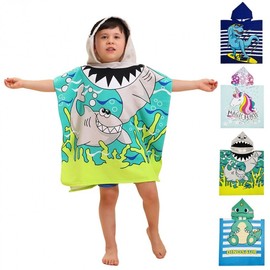 Kids' Dinosaur Hooded Bathrobe - Absorbent Cartoon Cloak Bath Towel for Babies Beach19 Rainbow Tobi+75*75 4ea