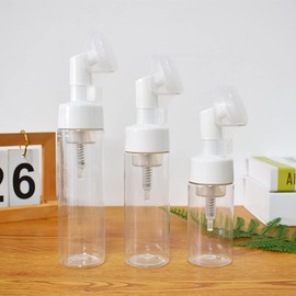 2 Pcs Empty Clear Plastic Foam Dispenser Bottle Refillable Foaming Bottles Soap Dispenser Pump Bottles with Gel Head Wash Brush for Cleaning Travel Shampoo 100ml