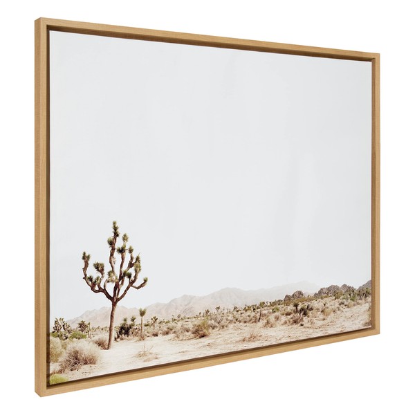 Kate and Laurel Sylvie Lone Joshua Tree Framed Canvas Wall Art by Amy Peterson Art Studio, 31.5x41.5 Natural, Decorative Nature Art Wall Décor